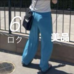 6 ロク ジョーゼット ストレート タック パンツ スラックス コバルト 32のサムネイル