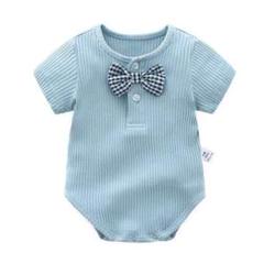男の子ロンパース リブロンパースチェックネクタイ付き 2サイズ