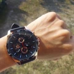 2980 新品　メンズ腕時計　ラグジュアリーデイト　ブラックPUレザー　5h#j