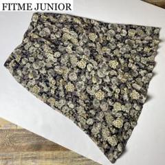 FITMEJUNIORジュニアー総柄花柄フレアスカートひざ丈スカート 白黒 古着