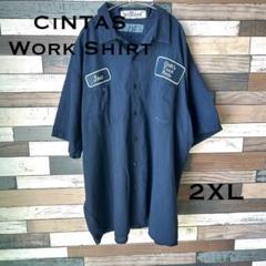 【USA古着】【CINTAS】【オーバーサイズ】 ワークシャツ 2XL ネイビー