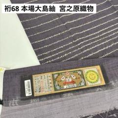 裄68 本場大島紬 宮之原織物 付け下げ 膨れ織 着物 U-3749