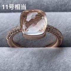 US7【ぷるんとフラットPG】3列パヴェデザインリング　指輪　キャンディ ぷるんと＋PG】3列パヴェデザイン キャンディ風のリング 指輪