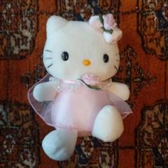 激レア☆ハローキティ ぬいぐるみ☆エンジのベルベット地のドレス ハローキティ(HELLO KITTY) ドレスアップコレクション グレーの