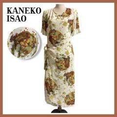 【極美品】カネコイサオ　ワンピース　リボン　フリル　花柄　総柄　M 極美品】カネコイサオワンピースリボンフリル花柄総柄M