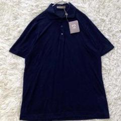 J6458 美品 クルチアーニ リネン100% ポロシャツ ネイビー 48 STB0125S0639_zo_a125.jpg