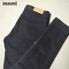 【mnml ミニマル】ブラック スキニーデニム ダメージ加工 サイドジッパー