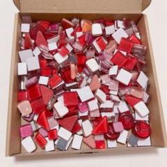 500g モザイクタイル DIY ハンドメイド 両面テープ付き 赤 オレンジ