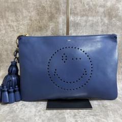 ☆開店セール☆レア品 美品 アニヤハインドマーチ レザー×ラフィア クラッチ ✨美品 アニヤハインドマーチ クラッチバッグ ブラック×ゴールド