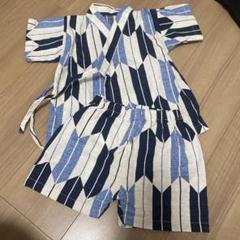 ベビー甚平　青白幾何学模様甚平セット 80cm 美品