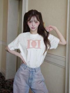 ダーリッチ キルティングアップリケビジューTシャツ ホワイト ダーリッチ Darich キルティングアップリケビジューTシャツ