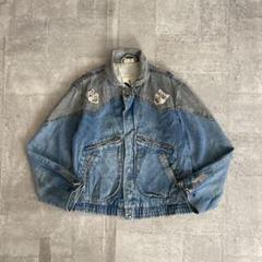 90's- vintage 仮面 デニムジャケット 切替 カラー ショート S