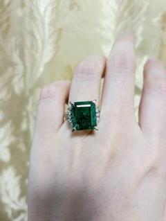 7ct エメラルド　PT ダイヤ　リング　指輪　ダイヤモンド 大粒　婚約