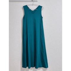 UNIQLO◆Vネック◆ノースリーブワンピース◆グリーン系◆L