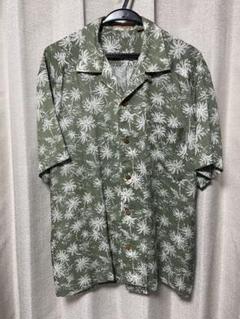 RUFF HEWN 90'sヤシ柄オープンカラーシャツ　L サイズ　ウッドボタン