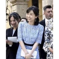 【佳子さま着用】セルフォード　サックスブルー　レースワンピース　38 佳子さま着用】セルフォードサックスブルーレースワンピース38