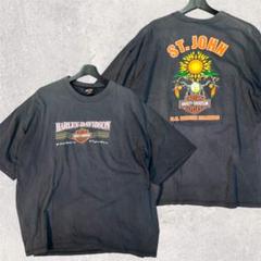 90s ハーレーダビッドソン 両面【XL】 バイク ロゴ 太陽 サン