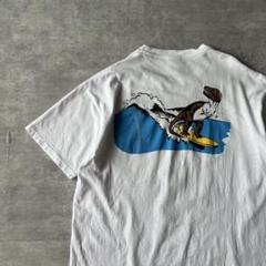 【90年代アメリカ製、メッセージT】ヘインズボディ古着恐竜　時代の背景ティラノ