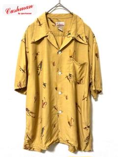 クッシュマン　アロハシャツ　釣り　フィッシング　魚　毛針　柄シャツ　黄色　半袖 m20737826677_1.jpg?1713269509