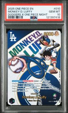 PSA10 ドジャース　ルフィ　ワンピースカード
