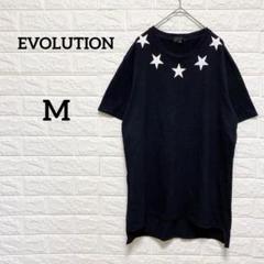 【エボリューション】スタープリント　半袖Tシャツ　黒　M カットソー　綿100%