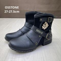 □ OSSTONE バイカー サイドジップ レザー エンジニアブーツ 9.5