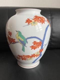 香蘭社 酒井田柿右衛門 原画 十三代 花鳥図 秋 花瓶 壺 KORANSHA