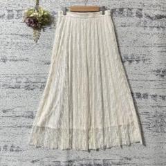 GU 総レースプリーツロングスカート　アイボリー　L ウエストゴム　キレイめ