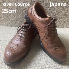 ❣️25cmjapanaリバーコース◆スパイクレスゴルフシューズウイングチップ