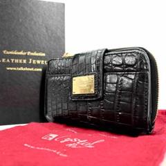 【未使用に近い】レザージュエルズ ラウンドファスナー 花柄 レザー 長財布 黒 JAPAN FACTORY 栃木レザー 花鳥風月 長財布 L字ファスナー