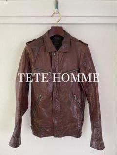 ✨美品TETE HOMME PLAGテットオム ラムレザージャケットsize L TETE HOMME（テットオム）の「【WEB限定】ラムレザーシングル