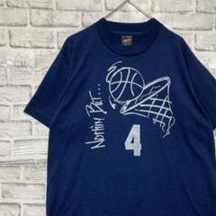 USA製90sヴィンテージTシャツ！シングルステッチ　ネイビー半袖古着L79