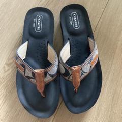 COACH ブラウン トングサンダル 37.5 COACH トングサンダル - メルカリ