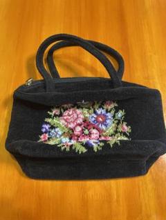 FEILER 花柄刺繍 ハンドバッグ 黒