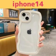 iPhone14 スマホケース 透明 うねうね ウェーブ お洒落 韓国 ホワイト