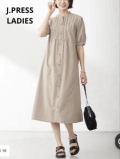 【J.PRESS LADIES】ソフトタイプライター バンドカラー ワンピース