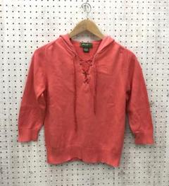 Y2K 古着　eddie bauer フロント編み上げコットンニットパーカー