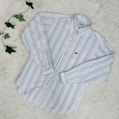 クロコダイル crocodile 刺繍 ストライプ ドレスシャツ М