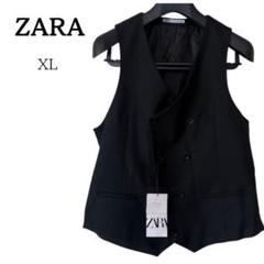最終値下げ【送料込】ダブルフェイスベスト zara xsサイズ ZARA - ZARA 黒 ベスト xsの通販 by プロフィール一読お願いし