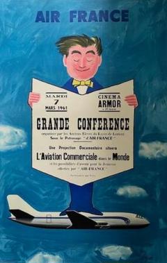 Savignac/サヴィニャックAir France リトグラフ 1961年 Savignac/サヴィニャックAir France リトグラフ 1961年 - メルカリ
