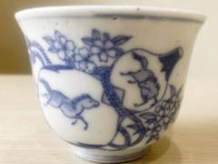 c175 古伊万里 蕎麦猪口 6客 染付 そば猪口 柳紋 c175 古伊万里 蕎麦猪口 6客 染付 そば猪口 柳紋