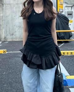 BIBIY. MADE | IRIS RUFFLE TOP BLACK｜Bibiy.