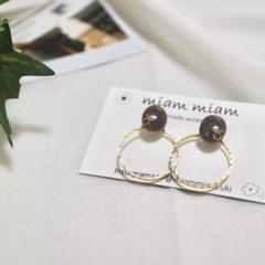 マーブル×フープのレジンピアス