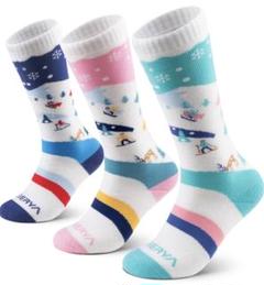 子供 スキー ソックス メリノウール、キッズ 羊毛 冬用ソックス 3 足セット
