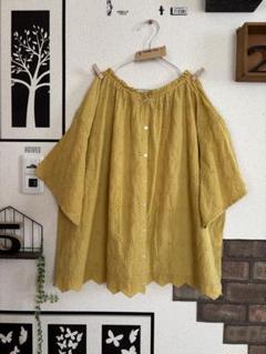 美品★オーバー刺繍前後2WAYブラウス＊イエローのサムネイル