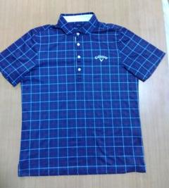 【美品】Callaway チェック柄ポロシャツ ネイビーLL