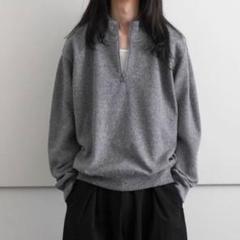 【美品】crepuscule Moss Stitch Half Zip crepuscule Light Moss Stitch Half Zip Pullover Black