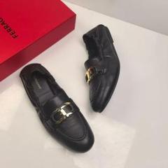 フェラガモ黒メッシュリボン付きフラットシューズ フェラガモ黒メッシュリボン付きフラットシューズ