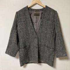 ◯グレースコンチネンタル　ノーカラーツイードジャケット グレー系