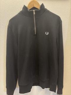 美品　フレッドペリー　フーデッドジャケット　バックロゴ　ハーフジップ　ブルー フレッドペリーFRED PERRY SPORTSWEAR ロゴワッペントラック
